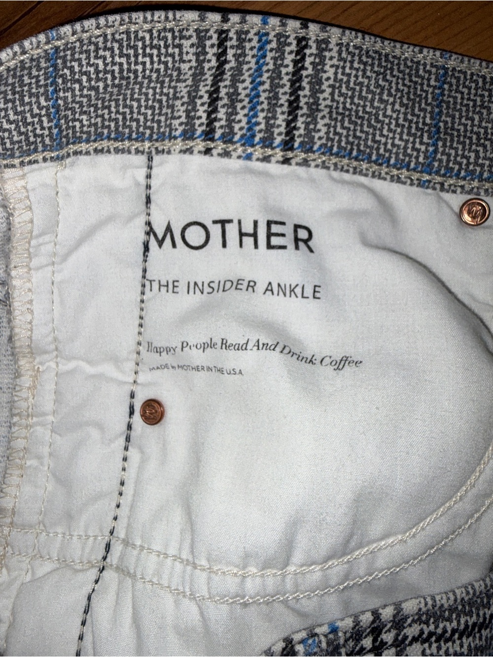 Mother Insider Ankle Plaid Tux Pants Jeans 32 - Picture 11 of 11